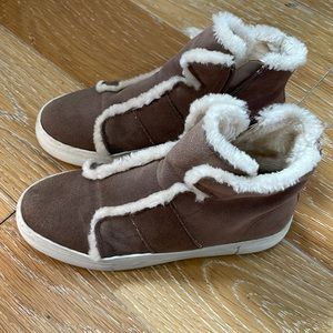 Steve Madden Taupe Faux Fur Lined High Top Sneakers